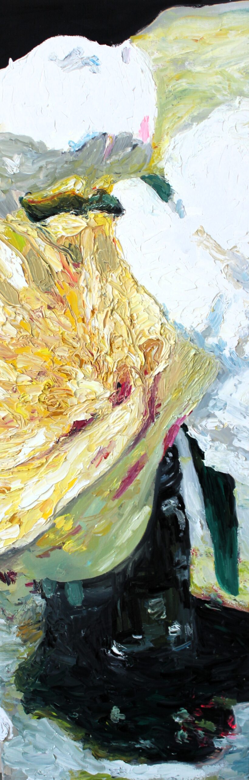 yellow flower peony white green vase Good Fortune