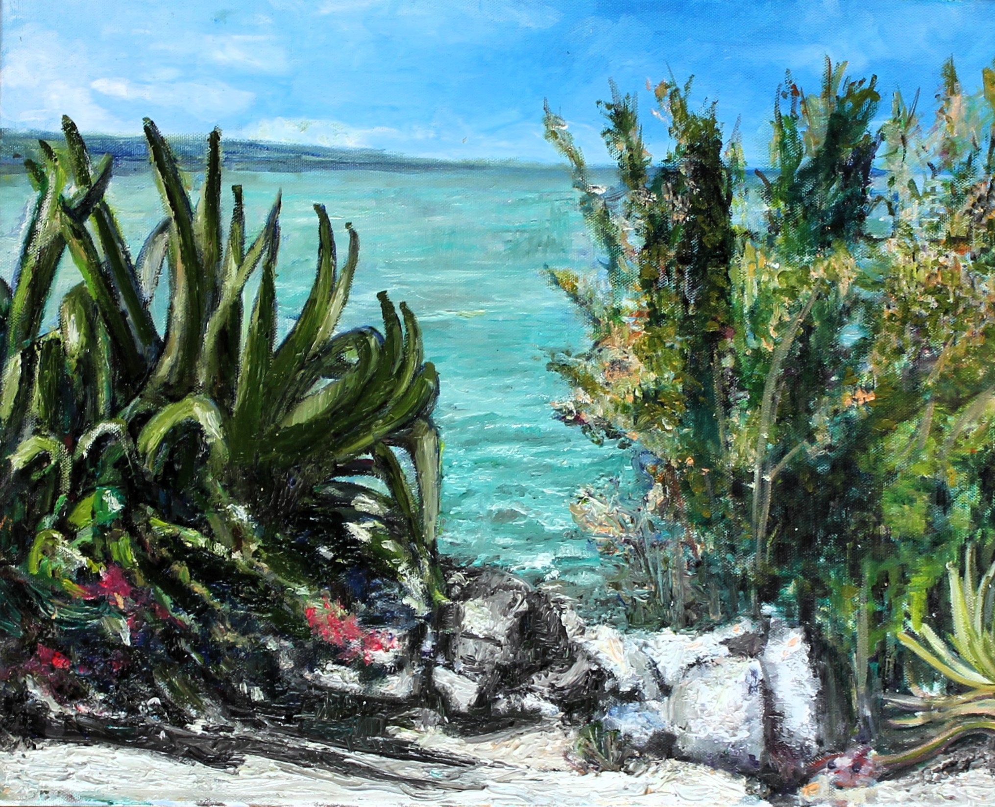 Baltimore_Jennifer_Oil Painting_Pilgrimage_sea_plants_Sea of Galillee_sky_rocks_landscape_impressionism_impasto